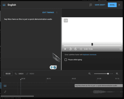 YouTube transcribing the video